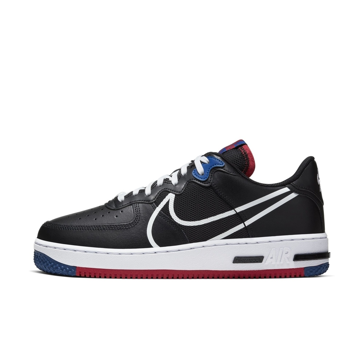 nike air force 1 react black red blue