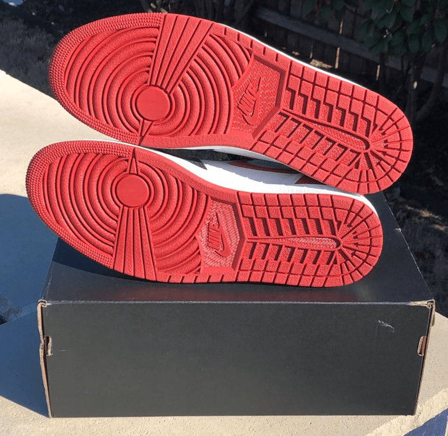 Fully red outsole found on the Air Jordan 1 "OU"