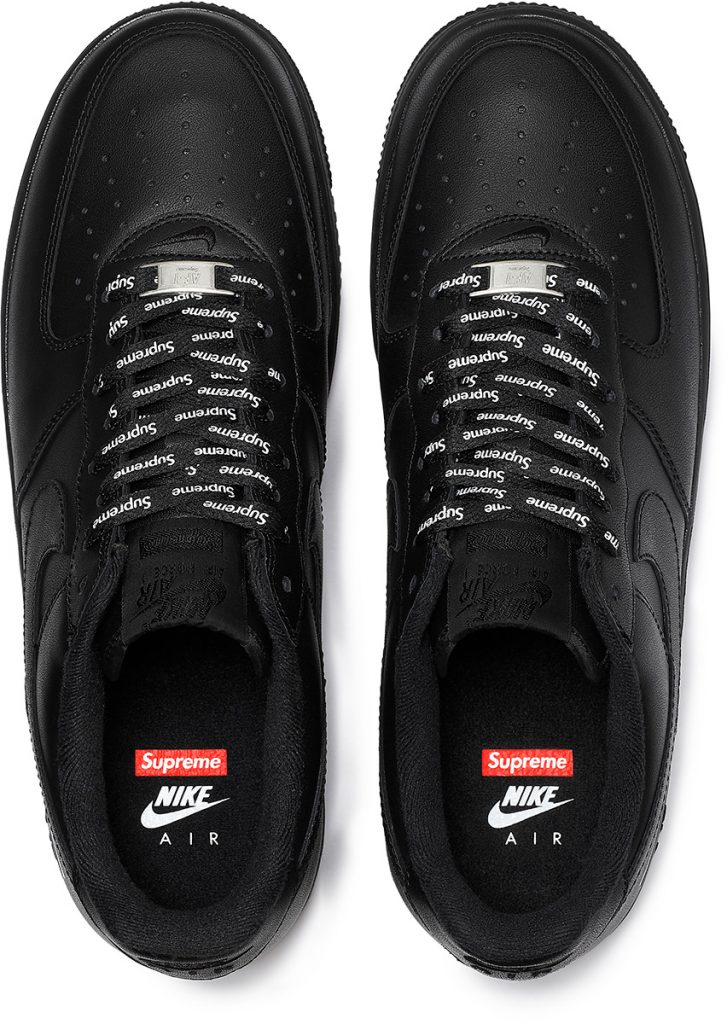 Black Supreme Air Force 1 with Supreme Branded laces