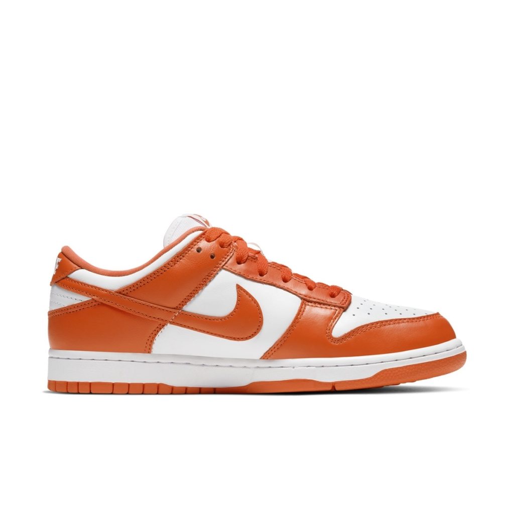 Detail look at the Nike Dunk Low SP "Syracuse" CU1726-101