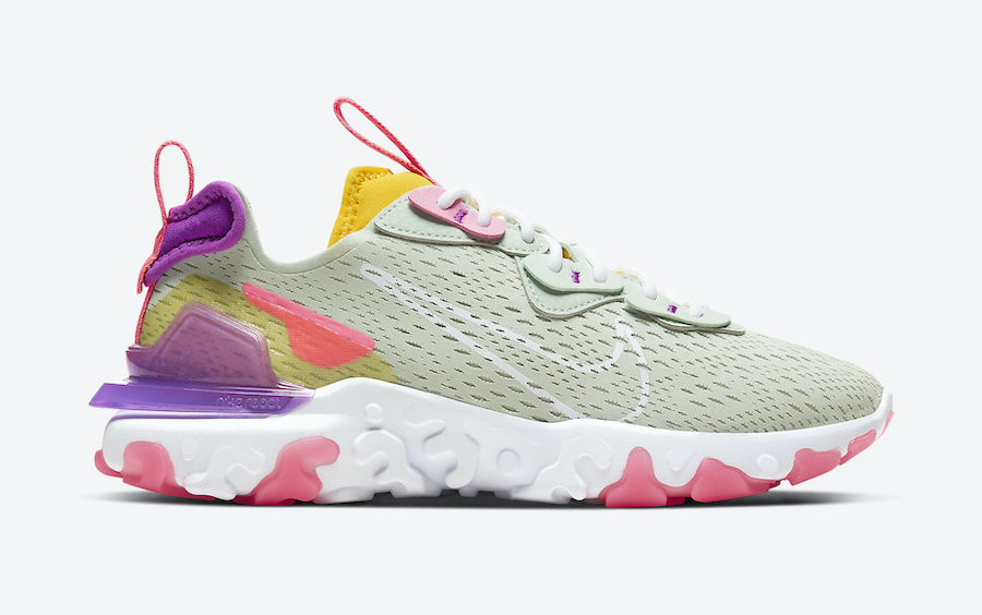 nike react vision trainers in white yellow and pink