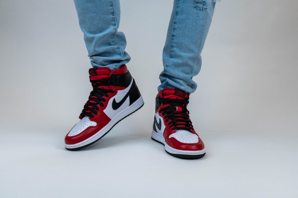 satin snake jordan 1 on feet