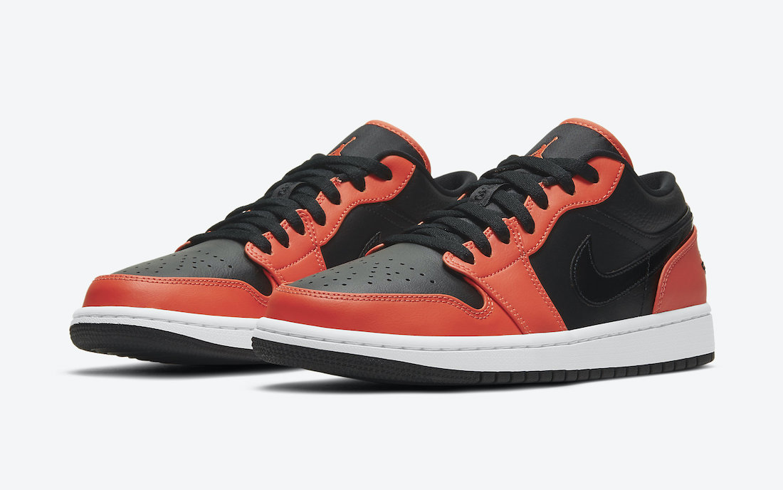 orange and black air jordan 1